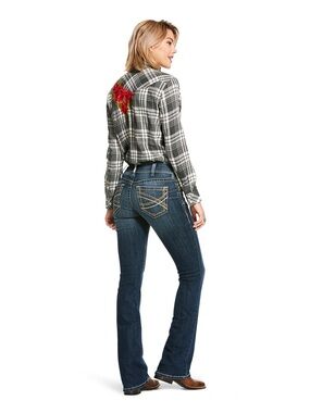 ARIAT Women's R.E.A.L. Mid-Rise Bootcut Jean in Festival Blue Size 30L